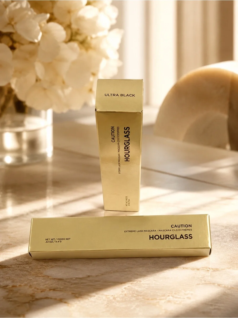 Hourglass Caution Extreme Lash Mascara — Gold Packaging, Ultra Black